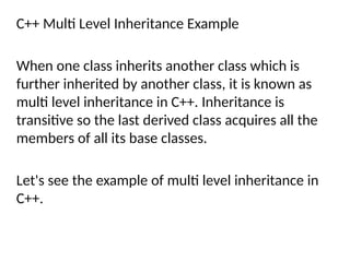 Comprehensive Guide to C++ Inheritance Types and Concepts | PPTX