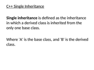 Comprehensive Guide to C++ Inheritance Types and Concepts | PPTX