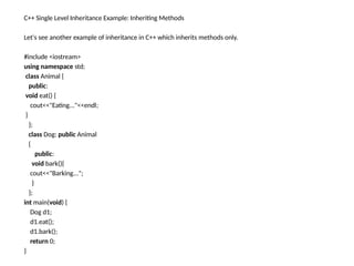 Comprehensive Guide to C++ Inheritance Types and Concepts | PPTX