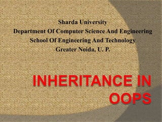 Sharda University
Department Of Computer Science And Engineering
School Of Engineering And Technology
Greater Noida, U. P.
 