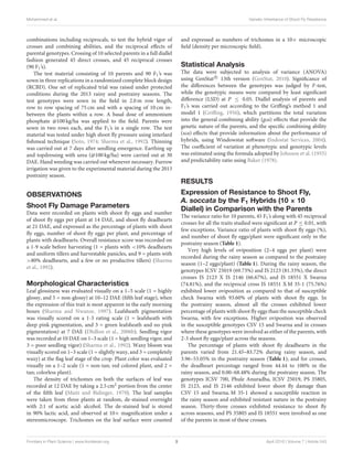 Inheritance of Resistance to Sorghum ShootFly, Atherigona soccata in Sorghum,Sorghum bicolor(L.) Moench