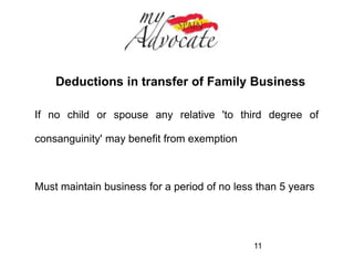 If the beneficiary is disabled: 
An exemption of €240,000 additional to any personal 
exemption if mental disability > 33% or physical > 65%. 
A discount of 99% is applied to any inheritance tax payable 
by any beneficiary with a physical disability > 65% or 
mental disability > 65% 11 
 