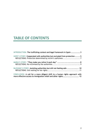TABLE OF CONTENTS


INTRODUCTION: The trafficking context and legal framework in Spain .............. 3

HOPE’S STORY: Coo...