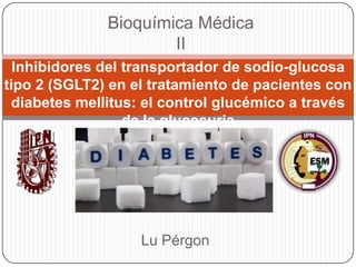 Bioquímica Médica
II
Inhibidores del transportador de sodio-glucosa
tipo 2 (SGLT2) en el tratamiento de pacientes con
diabetes mellitus: el control glucémico a través
de la glucosuria

Lu Pérgon

 