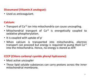 Inhibitors & uncouplers of oxidative phosphorylation & ETC