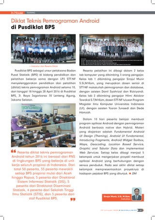 In-House Training
NF Computer NEWS n Edisi 03 Tahun II, Mei 2016 4
Sirojul Munir, S.Si, M.Kom.
Instruktur
 
