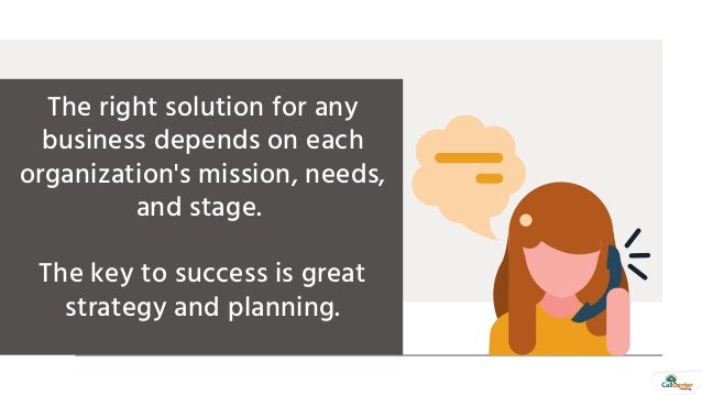 The right solution for any
business depends on each
organization's mission, needs,
and stage.


The key to success is great
strategy and planning.
 