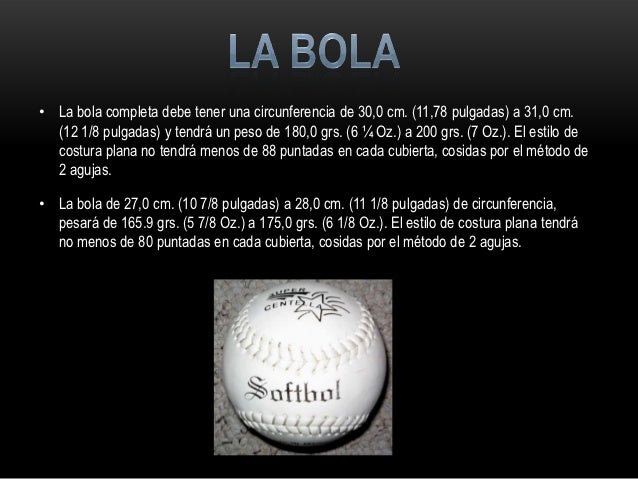 Resultado de imagen para medidas del balon y peso del softbol
