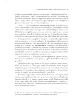 ïé
­» ¼¿®? ¿ »¨°´±®¿9=± ·²¼·®»¬¿ ¼± °±®¬± ±®¹¿²·¦¿¼± » ¼¿­ ·²­¬¿´¿9+»­ ²»´» ´±½¿ó
´·¦¿¼¿­ô ³»¼·¿²¬» ½±²½»­­=± » ¿®®»²¼¿³»²¬± ¼» ¾»³ °&¾´·½± » ¼¿­ ·²­¬¿´¿9+»­
°±®¬«?®·¿­ º±®¿ ¼¿ ?®»¿ ¼± °±®¬± ±®¹¿²·¦¿¼±ô ³»¼·¿²¬» ¿«¬±®·¦¿9=±ô ¯«» ­»
¼¿®=± @ °»­­±¿ ¶«®3¼·½¿ ¯«» ½±³°®±ª¿® ½¿°¿½·¬¿9=± °¿®¿ ± ­»« ¼»­»³°»²¸±ô
°±® ­«¿ ½±²¬¿ » ®·­½±ô ­»³ ·²ª»­¬·³»²¬± °&¾´·½±ò
Û³¾±®¿ ¿ Ý±²­¬·¬«·9=± Ú»¼»®¿´ °®»ª»¶¿ ¿ °±­­·¾·´·¼¿¼» ¼¿ »¨°´±®¿9=± ·²ó
¼·®»¬¿ ¼±­ °±®¬±­ ³¿®3¬·³±­ô º´«ª·¿·­ ±« ´¿½«­¬®»­ô °»´¿ Ë²·=± Ú»¼»®¿´ô ¿¬®¿ª7­
¼¿ ½±²½»­­=±ô °»®³·­­=± » ¿«¬±®·¦¿9=±ô ¼»ª» ­»® ´»³¾®¿¼±ô °»´¿ ¼·½9=± ¼± ¿®¬ò
ïéë ¼¿ Ý¿®¬¿ ¼¿ Î»°&¾´·½¿ô ¯«» ­±³»²¬» ¿ ½±²½»­­=± » ¿ °»®³·­­=± °¿®¿ »­­¿
»¨°´±®¿9=± ¼»°»²¼»³ ¼» ´·½·¬¿9=± °®»½»¼»²¬»ô ²=± ¿´½¿²9¿²¼±ô ¿­­·³ô ¿ »¨·ó
³¿·­ °®»½·­¿³»²¬» ²± ½¿­± ¼¿ »¨°´±®¿9=± ¼» ·²­¬¿´¿9=± °±®¬«?®·¿ô °±¼»³±­
¼·¦»® ¯«» »­¬¿³±­ º®»²¬» ¿ «³ ­»®ª·9± °&¾´·½± ¼» ²¿¬«®»¦¿ °±®¬«?®·¿å ¯«¿²ó
¼± »­­» ­»®ª·9± 7 ¿´½¿²9¿¼± °±® ¿«¬±®·¦¿9=±ô »­¬¿®»³±­ º®»²¬» ¿ «³ ­»®ª·9±
°®·ª¿¼± ¼» ²¿¬«®»¦¿ °±®¬«?®·¿ò Ñ« ­»¶¿ô ±­ ­»®ª·9±­ °±®¬«?®·±­ °®»­¬¿¼±­ °»´¿­
·²­¬¿´¿9+»­ °±®¬«?®·¿­ ­·¬«¿¼¿­ ¼»²¬®± ¼¿ ?®»¿ ¼± °±®¬± ±®¹¿²·¦¿¼±­ ­»®=±
½±²­·¼»®¿¼±­ ½±³± ­»®ª·9± °&¾´·½±å ¿¯«»´»­ °®»­¬¿¼±­ °»´¿­ ·²­¬¿´¿9+»­ º±®¿
¼¿ ?®»¿ ¼± °±®¬± ±®¹¿²·¦¿¼± ½±³± ­»®ª·9± °®·ª¿¼±ò
Û³ ­» ¼»­¬¿½¿²¼± ¿­ ·²­¬¿´¿9+»­ °±®¬«?®·¿­ °®·ª¿¬·ª¿­ô ¿´¹«³¿­ ½±²­·¼»ó
®¿9+»­ ³»®»½»³ ®»º´»¨+»­ô ½±³± °±­¬± ²± ¬-°·½± ¼»­¬·²¿¼± ¿­ ·²­¬¿´¿9+»­
°®·ª¿¼¿­ò
Ð»´¿ ´»¹·­´¿9=± »³ ª·¹±®ô ¬»³±­ ¿­ ·²­¬¿´¿9+»­ °±®¬«?®·¿­ ½±³± ¹6²»®±Œô
¬»²¼± °±® »­°7½·»­Œæ ø×÷ ·²­¬¿´¿9+»­ °±®¬«?®·¿­ ´±½¿´·¦¿¼¿­ ¼»²¬®± ¼± °±®¬±
±®¹¿²·¦¿¼±ô ¿´½¿²9¿¼¿­ ³»¼·¿²¬» ½±²½»­­+»­ô ¿®®»²¼¿³»²¬± » ½±²ª6²·± ¼»
¼»´»¹¿9=±å ø××÷ ·²­¬¿´¿9+»­ °±®¬«?®·¿­ ´±½¿´·¦¿¼¿­ º±®¿ ¼¿ ?®»¿ ¼± °±®¬± ±®¹¿ó
²·¦¿¼±ô ¿´½¿²9¿¼¿­ °±® ¿«¬±®·¦¿9=± ¼± °±¼»® ½±²½»¼»²¬»ò
`­ ·²­¬¿´¿9+»­ °±®¬«?®·¿­ ­·¬«¿¼¿­ ¼»²¬®± ¼¿ ?®»¿ ¼± °±®¬± ±®¹¿²·¦¿¼± »
¿´½¿²9¿¼¿­ ³»¼·¿²¬» ¿®®»²¼¿³»²¬±ô ¯«» °±¼»³±­ ¼»²±³·²¿® ¼» »­°7½·» ¼»
­«¾½±²½»­­=±Œô ¼»ª»ó­» ­»¹«·® ± ³»­³± ®»¹·³» ¿°´·½?ª»´ @¯«»´¿ ½±²½»¼·¼¿ô
¶? ¯«» »­­¿ ¬®¿²­º»®6²½·¿ °¿®¿ ¿ ·²·½·¿¬·ª¿ °®·ª¿¼¿ ²=± °±¼» Š » ²=± ¼»ª» Š
¿º¿­¬¿® ­«¿ ²¿¬«®»¦¿ °&¾´·½¿ô ¶? ¯«» ¬¿²¬± ¿ ½±²½»­­=± ¯«¿²¬± ± ¿®®»²¼¿³»²¬±
¼¿®ó­»ó=± ­±¾®» ¾»³ °&¾´·½±ë
ò
ë
ß®¬ò ïfô y ïfò ß »¨°´±®¿9=± ·²¼·®»¬¿ ¼± °±®¬± ±®¹¿²·¦¿¼± » ¼¿­ ·²­¬¿´¿9+»­ °±®¬«?®·¿­ ²»´»
´±½¿´·¦¿¼¿­ ±½±®®»®? ³»¼·¿²¬» ½±²½»­­=± » ¿®®»²¼¿³»²¬± ¼» ¾»³ °&¾´·½±ò
 