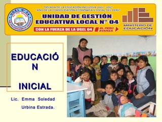EDUCACIÓEDUCACIÓ
NN
INICIALINICIAL
Lic. Emma Soledad
Urbina Estrada.
 