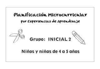 Planificación Microcurricular
por Experiencias de Aprendizaje
Grupo: INICIAL 2
Niños y niñas de 4 a 5 años
 