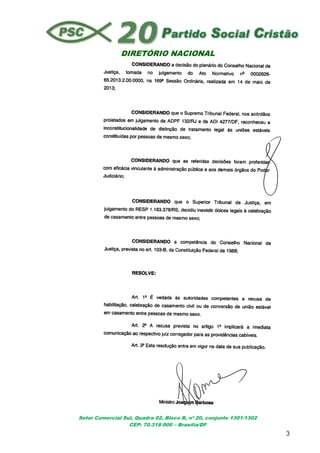 DIRETÓRIO NACIONAL
Setor Comercial Sul, Quadra 02, Bloco B, nº 20, conjunto 1301/1302
CEP: 70.318-900 – Brasília/DF
3
 