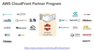 AWS CloudFront Partner Program
https://aws.amazon.com/cloudfront/partners
Amazon
CloudFront
 