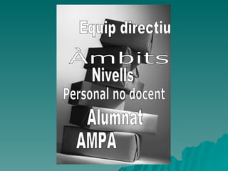 AMPA Equip directiu Àmbits Personal no docent Alumnat Nivells 