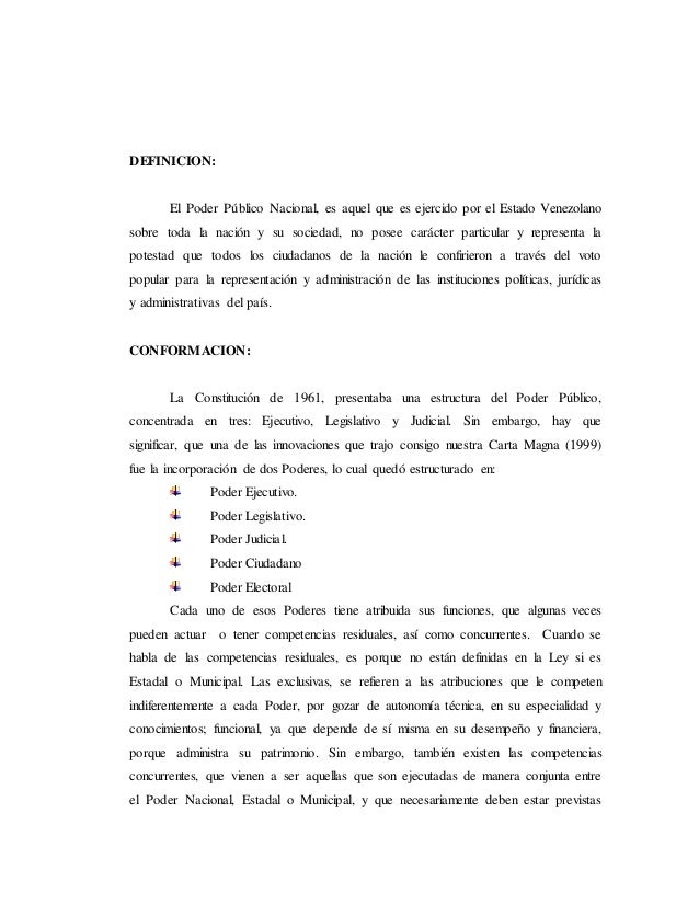 Inicio de la democracia y el poder publico nacional