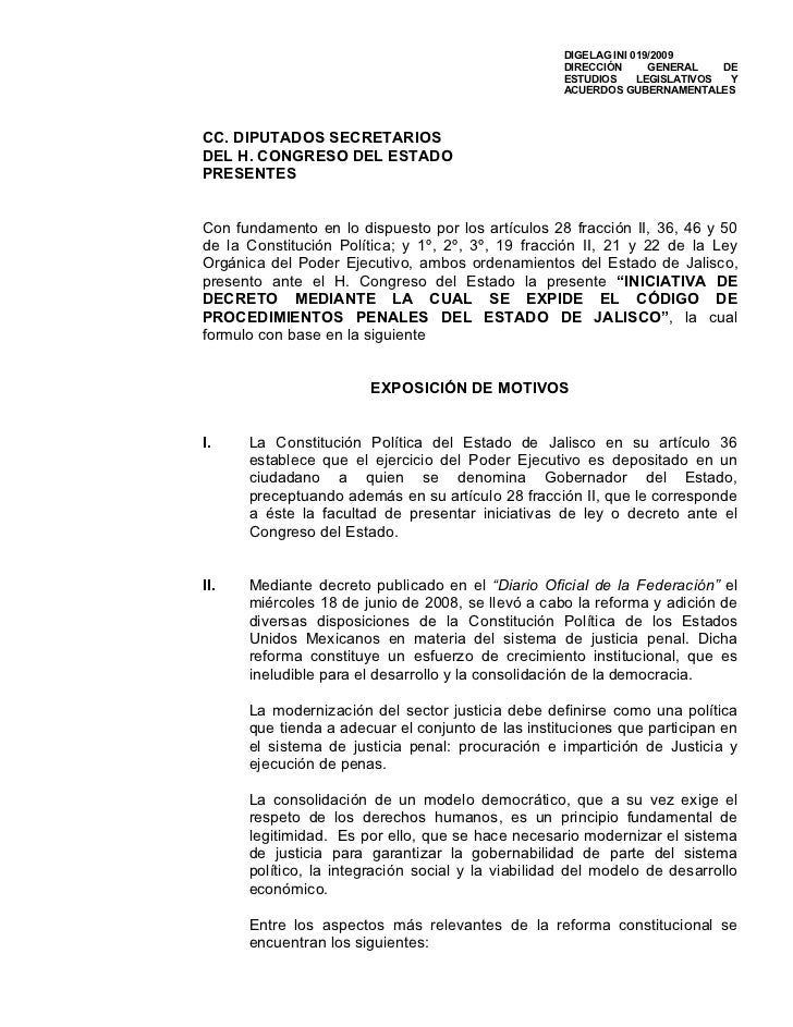 Iniciativa "Código de procedimientos Penales del Estado de