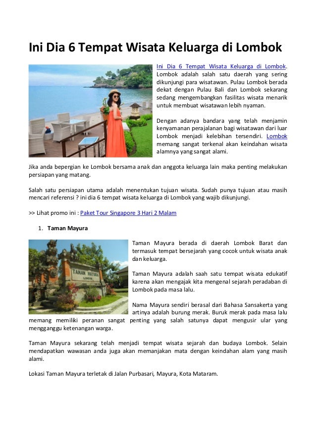 Ini Dia 6 Tempat Wisata Keluarga Di Lombok