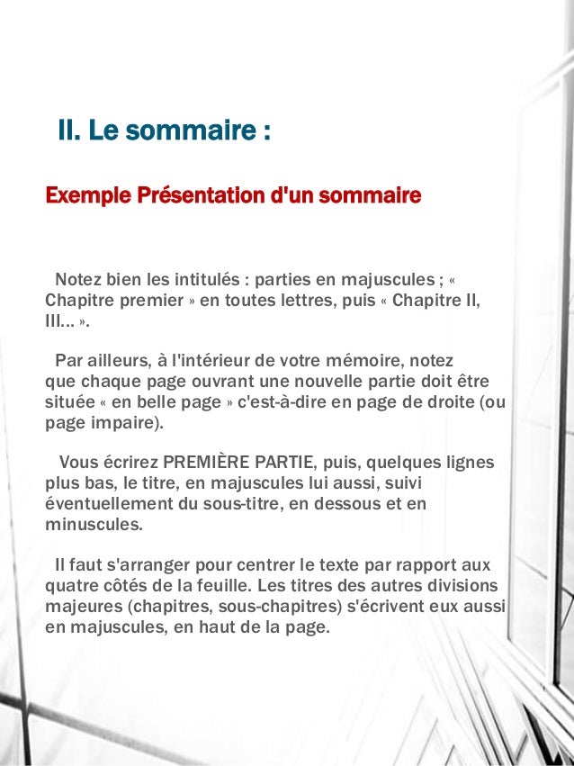 le choix  la construction de sujet de memoire  le sommaire dans