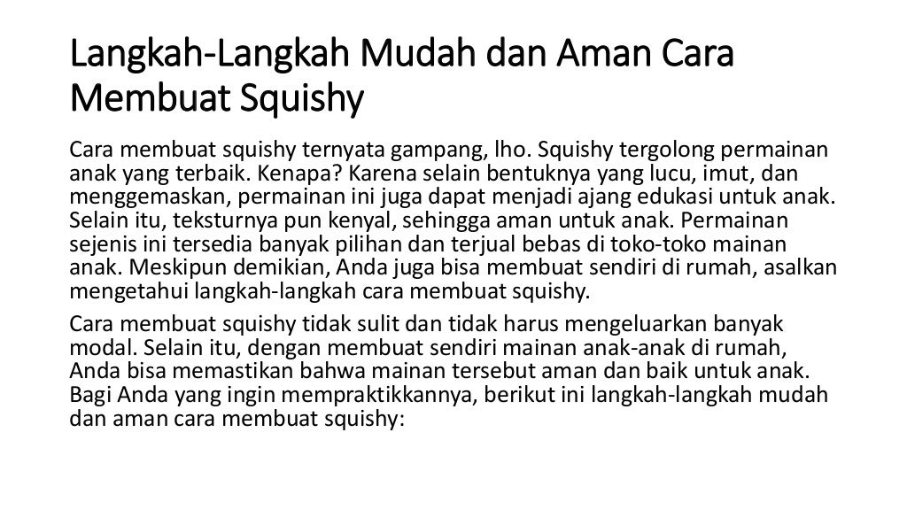 Inilah langkah langkah mudah dan aman cara membuat squishy
