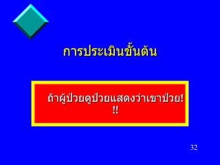 การประเมินขั้นต้น ถ้าผู้ป่วยดูป่วยแสดงว่าเขาป่วย !!! 