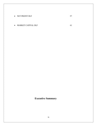 • NET PROFIT DLF 57
• MARKET CAPITAL DLF 61
Executive Summary
ix
 