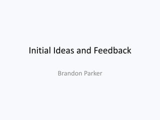 Initial Ideas and Feedback

       Brandon Parker
 