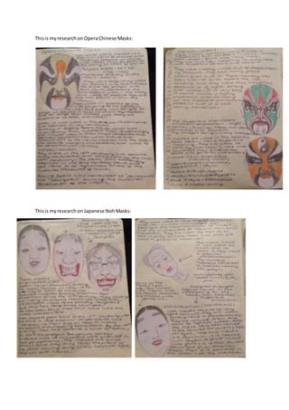 This is my research on Opera Chinese Masks: 
This is my research on Japanese Noh Masks: 
 