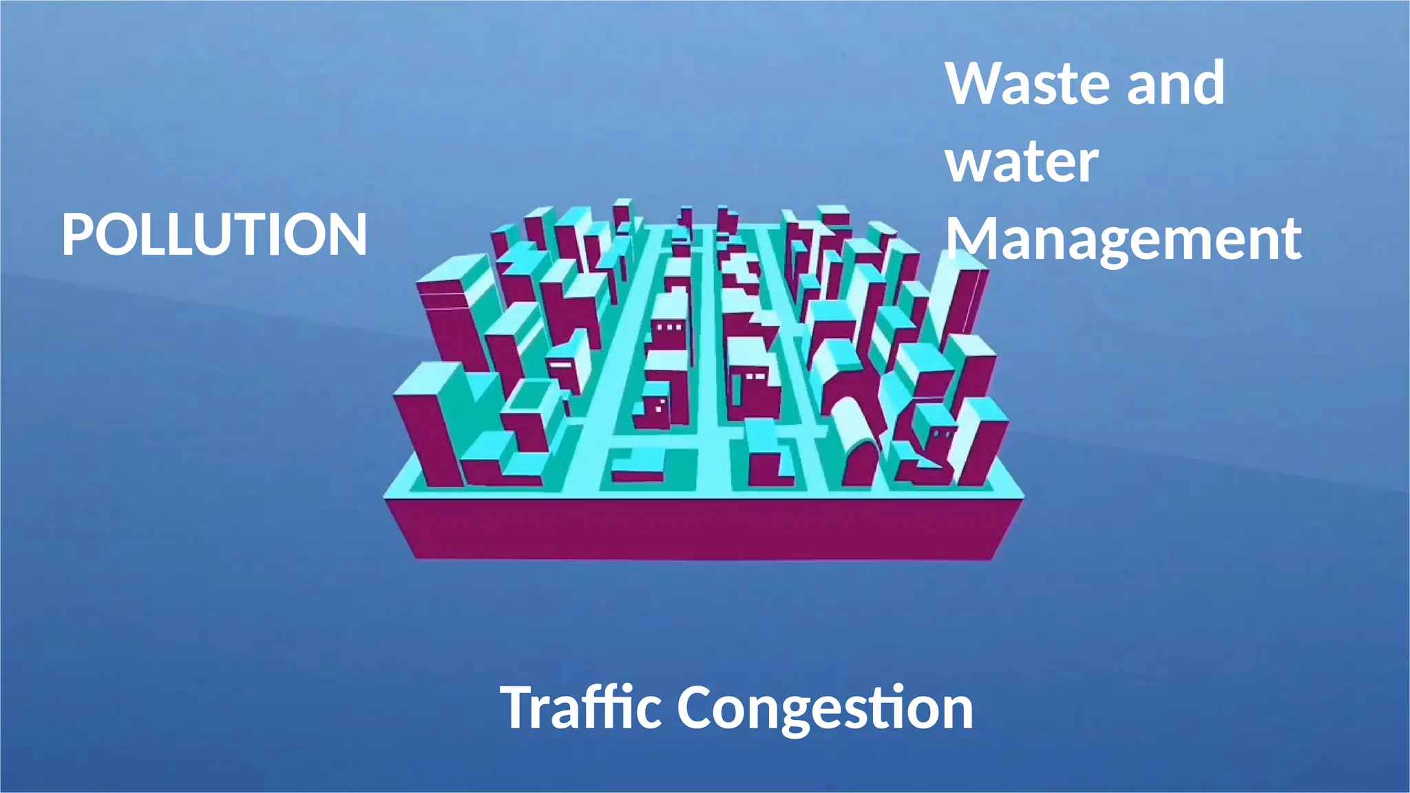 POLLUTION
Waste and
water
Management
Traffic Congestion
 
