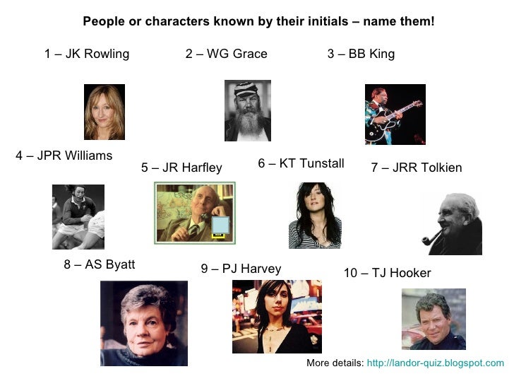 People with initials picture quiz
