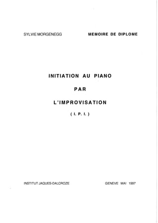 Initiation au Piano par l'Improvisation