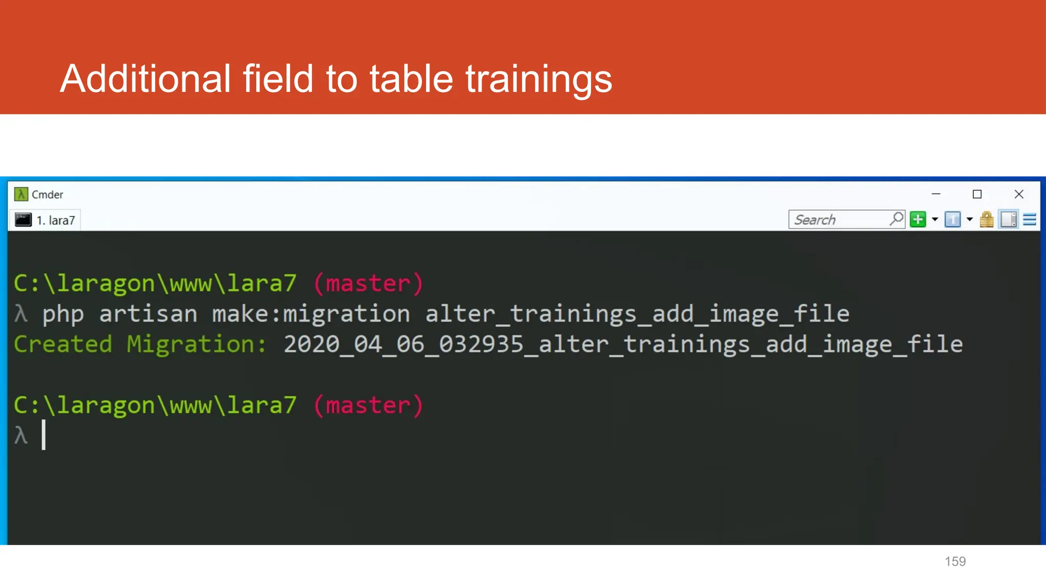 159
Additional field to table trainings
 