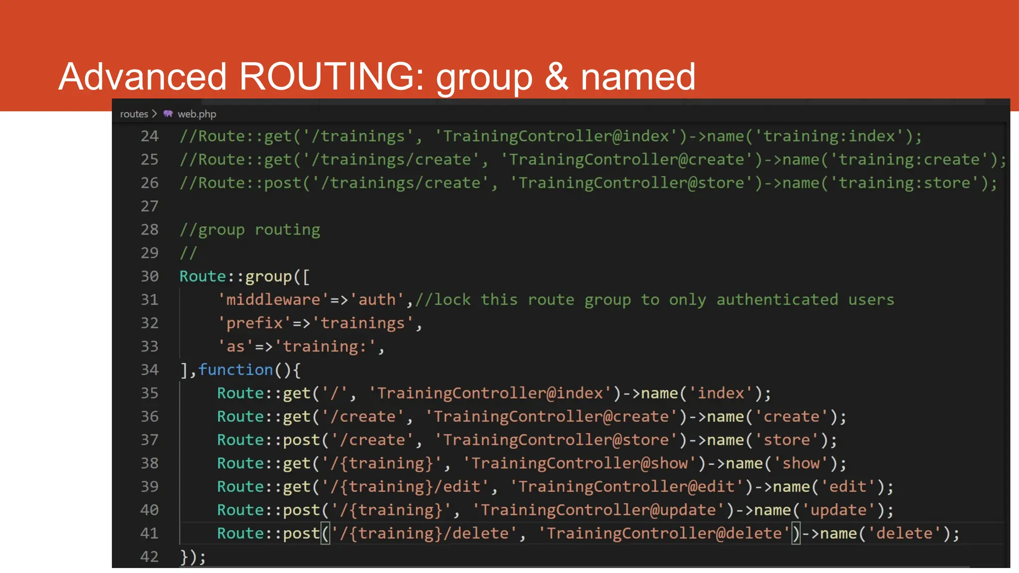 http://fstm.kuis.edu.my/blog/laravel 52
Advanced ROUTING: group & named
 