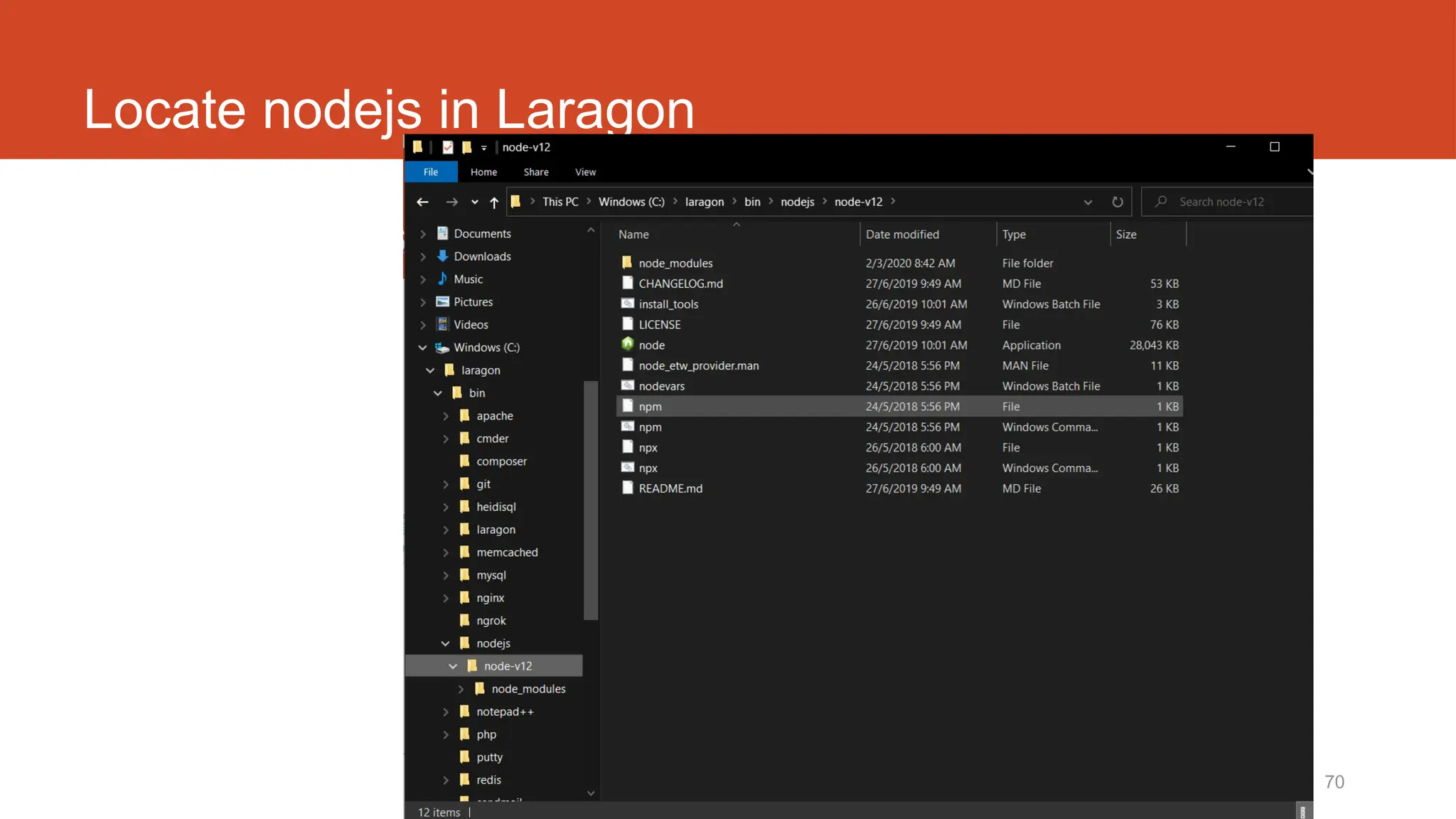 http://fstm.kuis.edu.my/blog/laravel 70
Locate nodejs in Laragon
 