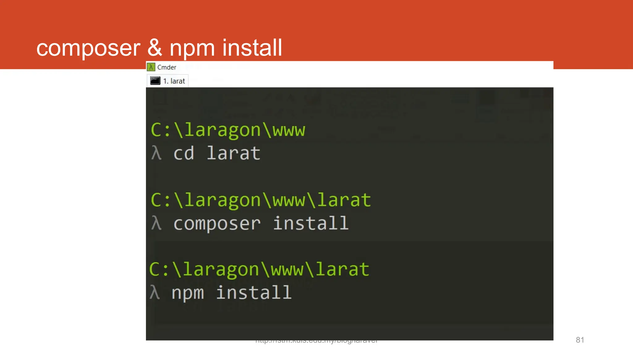http://fstm.kuis.edu.my/blog/laravel 81
composer & npm install
 