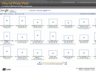 World Wide Web
3.3 Uniform Resource Locator et Hyperlien




                                            A1	
  -­‐	
  Ini(a(on	
  au	
  numérique	
  2011-­‐2012
                                                          F.Michel - L. Neyssensas - C.Thiery
 