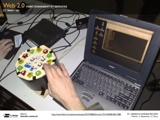 Web 2.0                    FONCTIONNEMENT ET SERVICES
2.7 Mash - Up




                Web	
  2.0                            http://www.ﬂickr.com/photos/loneyss/3375780833/in/set-72157609816817388   A1	
  -­‐	
  Ini(a(on	
  au	
  numérique	
  2011-­‐2012
                Illustra(on	
  :	
  loneyss	
  (cc)                                                                                           F.Michel - L. Neyssensas - C.Thiery
 