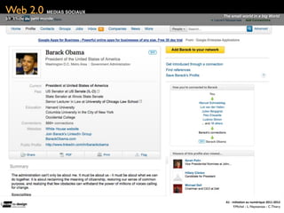 Web 2.0             MEDIAS SOCIAUX
                                     The small world in a big World
3.1 Etude du petit monde




                                      A1	
  -­‐	
  Ini(a(on	
  au	
  numérique	
  2011-­‐2012
                                                    F.Michel - L. Neyssensas - C.Thiery
 