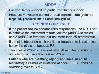 Volume Support Mode Initiation of mechanical ventilation and weaning | PPTX