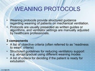 Initiation of mechanical ventilation and weaning | PPTX