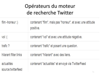 Opérateurs du moteur 
de recherche Twitter 
41 
 