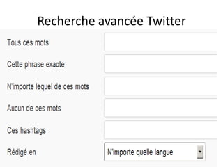 Recherche avancée Twitter 
42 
 