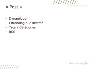 « Post »DynamiqueChronologique inverséTags / CatégoriesRSS