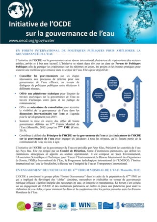 UN FORUM INTERNATIONAL DE POLITIQUES PUBLIQUES POUR AMÉLIORER LA
GOUVERNANCE DE L’EAU
L’Initiative de l’OCDE sur la gouver...