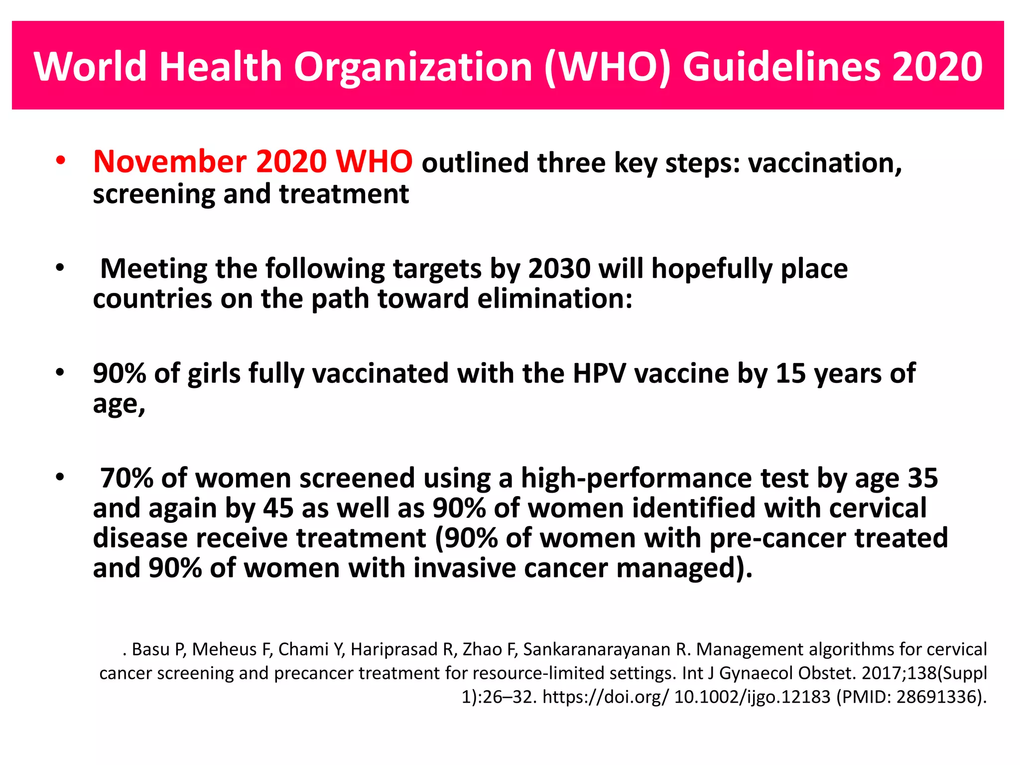 Initiatives of elimination of Cervical cancer in India so far ...