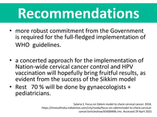 Initiatives of elimination of Cervical cancer in India so far ...