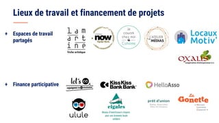 Lieux de travail et financement de projets
+ Espaces de travail
partagés
+ Finance participative
 