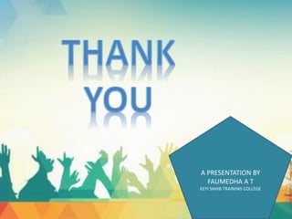 A PRESENTATION BY
FAUMEDHA A T
KEYI SAHIB TRAINING COLLEGE
 