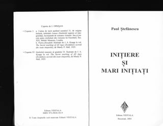 Stefanescu, Paul - Initiere si mari initiati