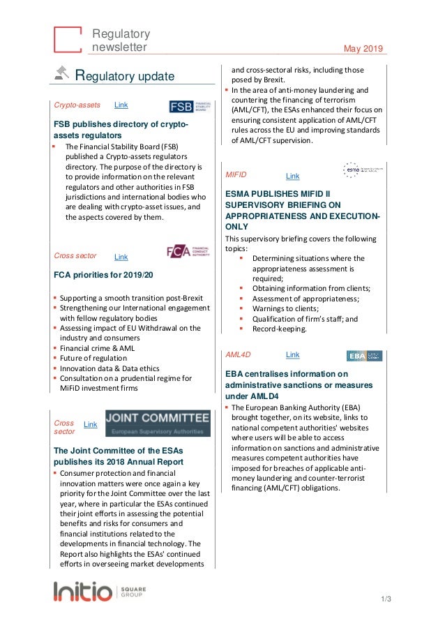 Initio Regulatory Watch May 2019