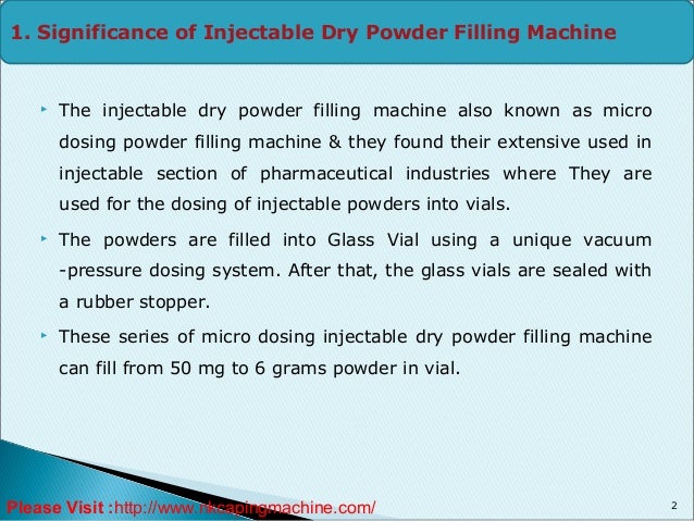 Injectable dry powder filling machine